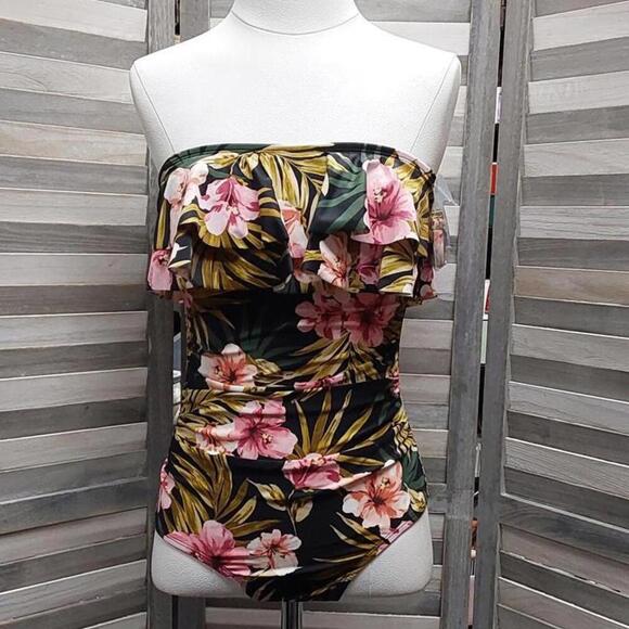 Bandeau Flounce High-Coverage One-Piece Swimsuit | Kona Sol | Medium - Picture 1 of 13